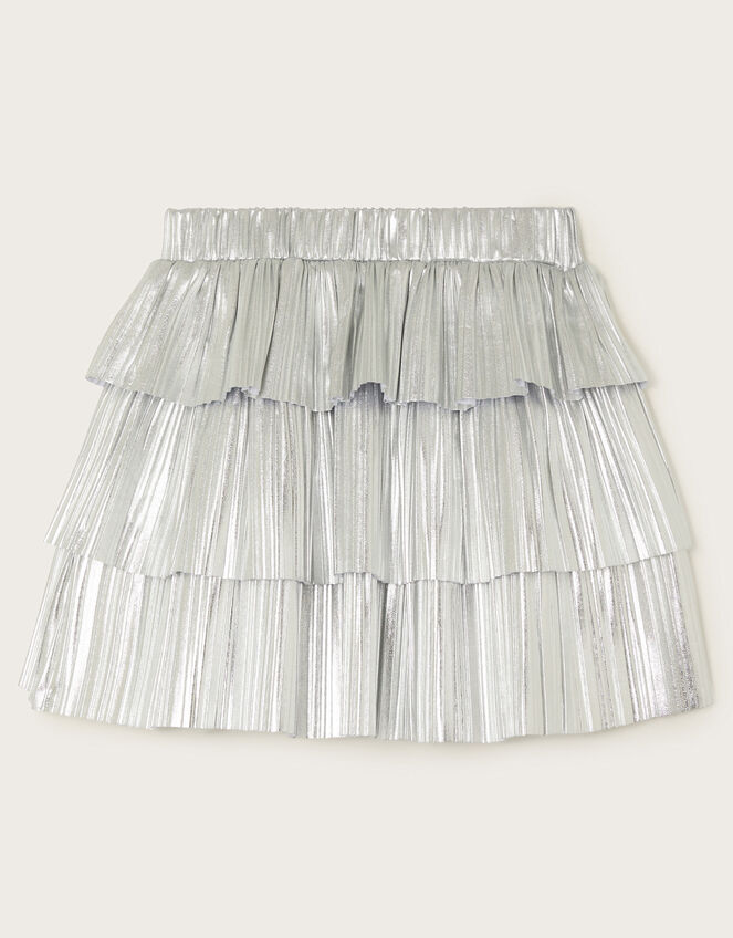 Metallic Ruffle Skirt, Silver (SILVER), large