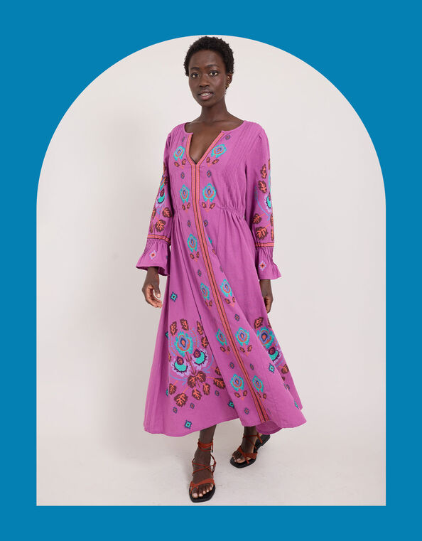 East Embroidered Maxi Dress, Purple (MAUVE), large