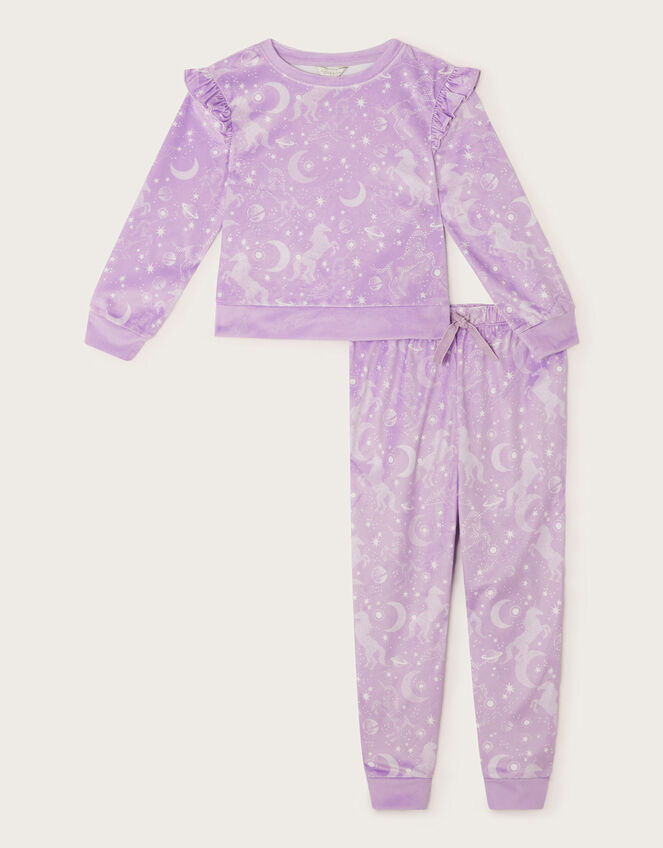 Unicorn Velour Pyjama Set, Purple (LILAC), large