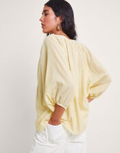 Avery Stripe Blouse, Yellow (YELLOW), large