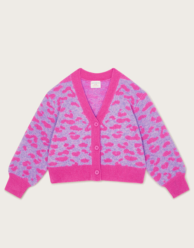 Leopard Print Cardigan, Pink (PINK), large