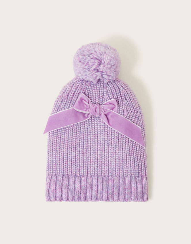 Bow Beanie, Purple (LILAC), large