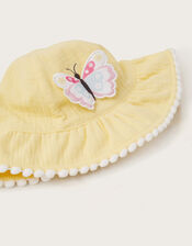 Baby Butterfly Bucket Hat, Yellow (LEMON), large