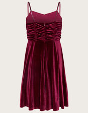 Velvet Ruched Strappy Prom Dress, BURGANDY, large