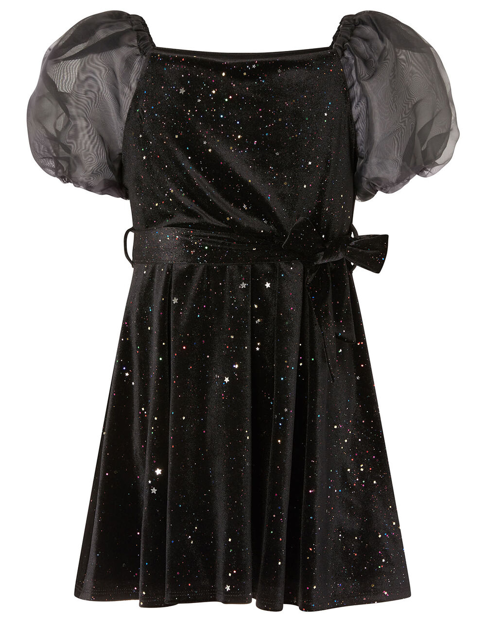Puff Sleeve Sparkle Velvet Dress | Girls' Dresses | Monsoon UK.