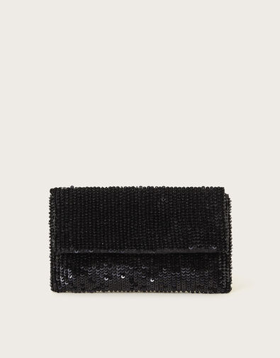 Sofia Sequin Clutch Bag, Black (BLACK), large