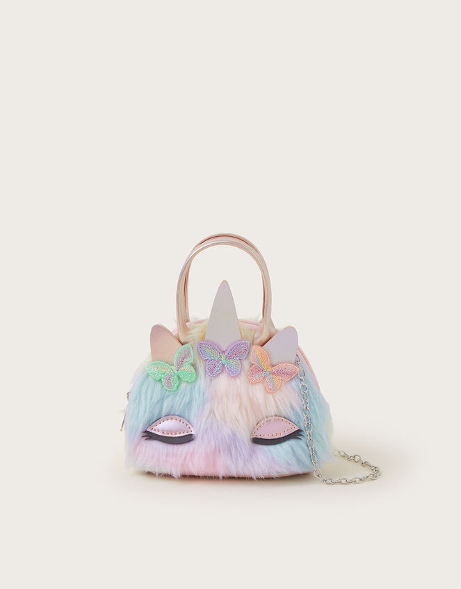 Rainbow Faux Fur Unicorn Bag, , large