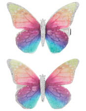 Rainbow Glitter Butterfly Hair Clips, , large