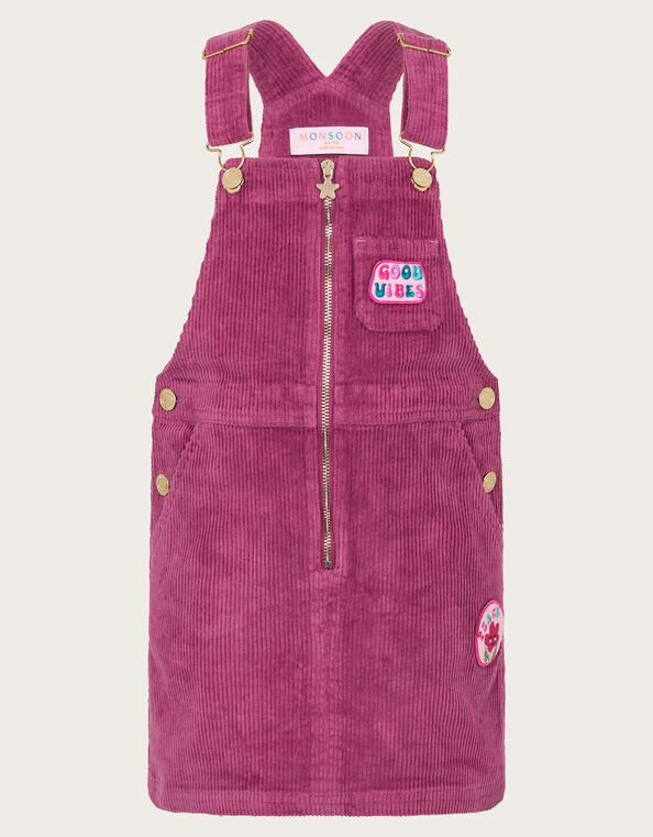 Good Vibes Corduroy Pinafore Dress, Red (BURGUNDY), large