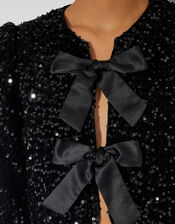 Belinda Bow Sequin Jacket, Black (BLACK), large