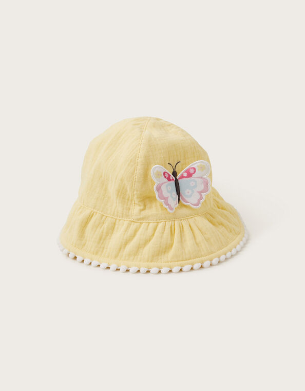 Baby Butterfly Bucket Hat, Yellow (LEMON), large