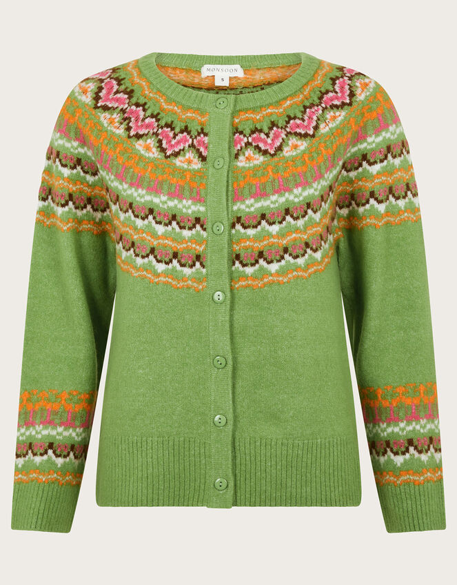 Fern Fair Isle Cardigan, Green (GREEN), large