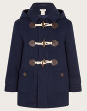 Hooded Duffle Coat, Blue (NAVY), large