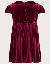 Baby Butterfly Collar Velvet Dress, Red (BURGUNDY), large