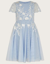 Emmy Embroidered Tulle Party Dress, Blue (BLUE), large