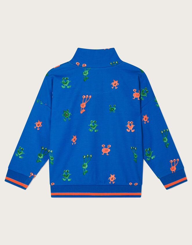 Half Zip Monster Pullover Jumper Blue