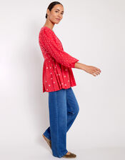 East Nova Bandhani Print Top, Red (RED), large