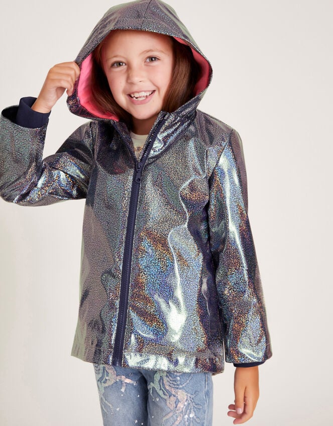 Shimmer Rain Coat, Blue (NAVY), large