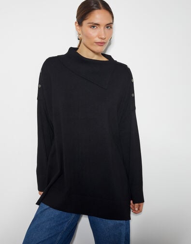 Beth Button Detail Jumper, Black (BLACK), large