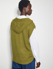 Hooded V-Neck Sweater Vest, Green (OLIVE), large