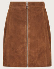 Sienna Suede Zip Skirt, Tan (TAN), large