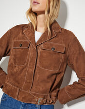 Iris Crop Suede Jacket, Tan (TAN), large