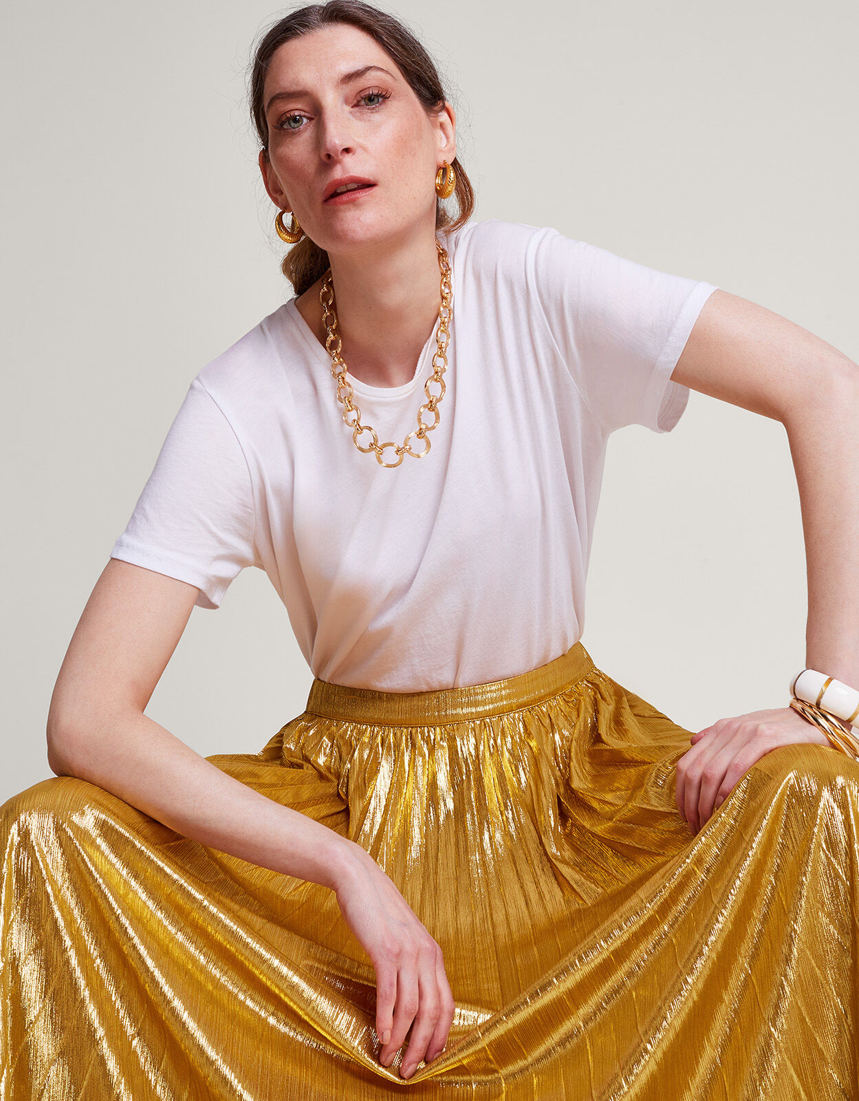 Mia Pleated Skirt Gold