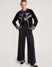 Vera Embellished Velvet Jacket, Black (BLACK), large
