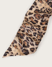 Leopard Print Hair Scarf, Brown (BROWN), large