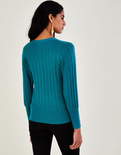 Pointelle Cable Cardigan with LENZING™ ECOVERO™, Teal (TEAL), large