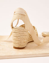 Metallic Weave Strap Espadrille Wedges, Gold (GOLD), large