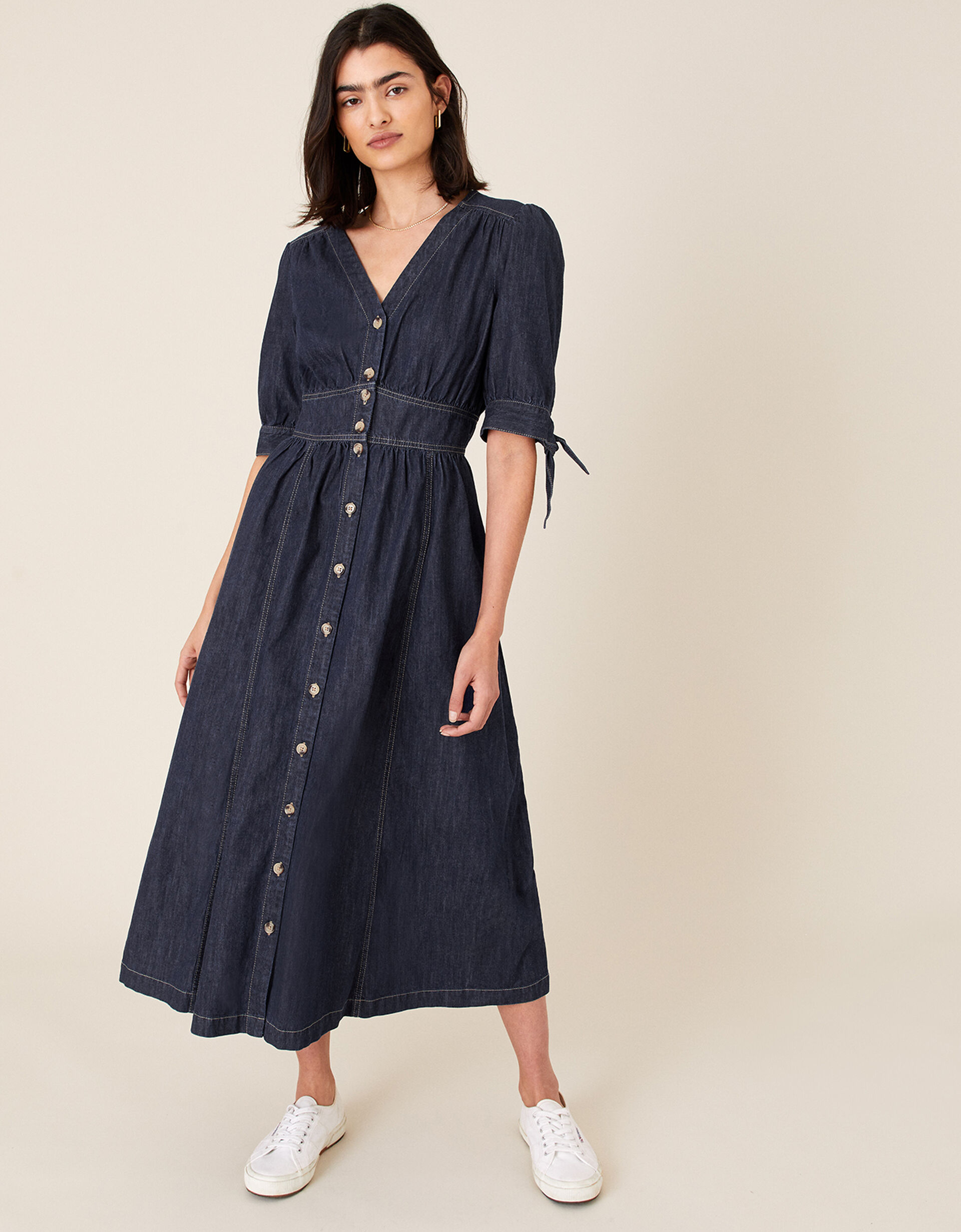 Dolly Denim Dress in Organic Cotton Blue | Denim | Monsoon UK.