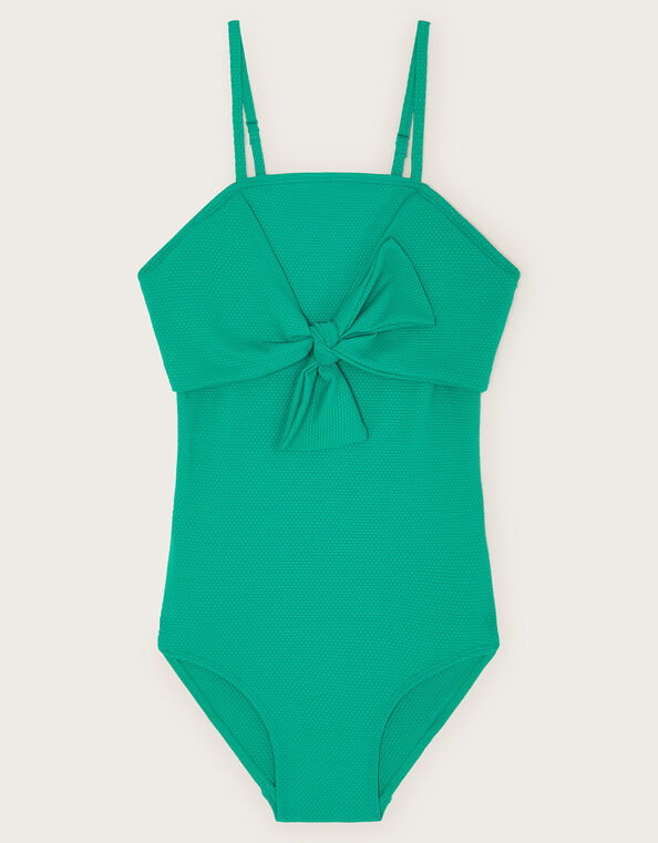 Bow Textured Swimsuit, Green (GREEN), large