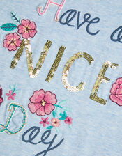 Have A Nice Day Embroidered T-Shirt, Blue (BLUE), large