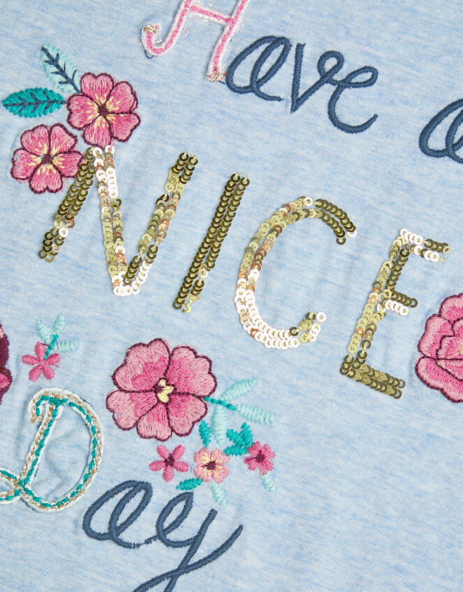 Have A Nice Day Embroidered T-Shirt, Blue (BLUE), large