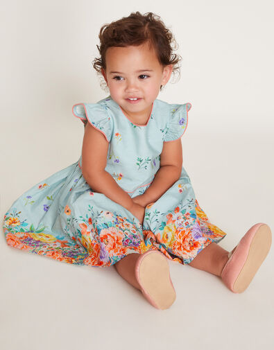 Baby Jacquard Floral Dress, Blue (AQUA), large