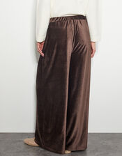 Shay Rib Velour Wide Leg Trousers, Brown (CHOCOLATE), large