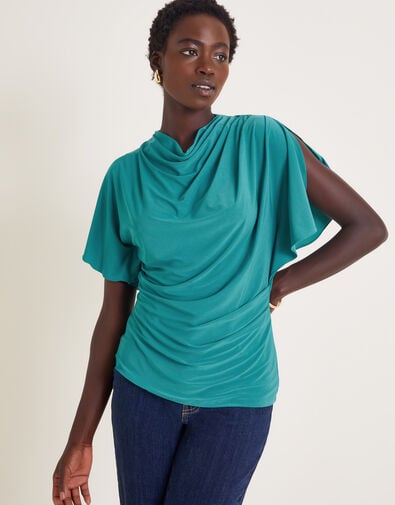 Deb Drape Jersey Top, Teal (TEAL), large