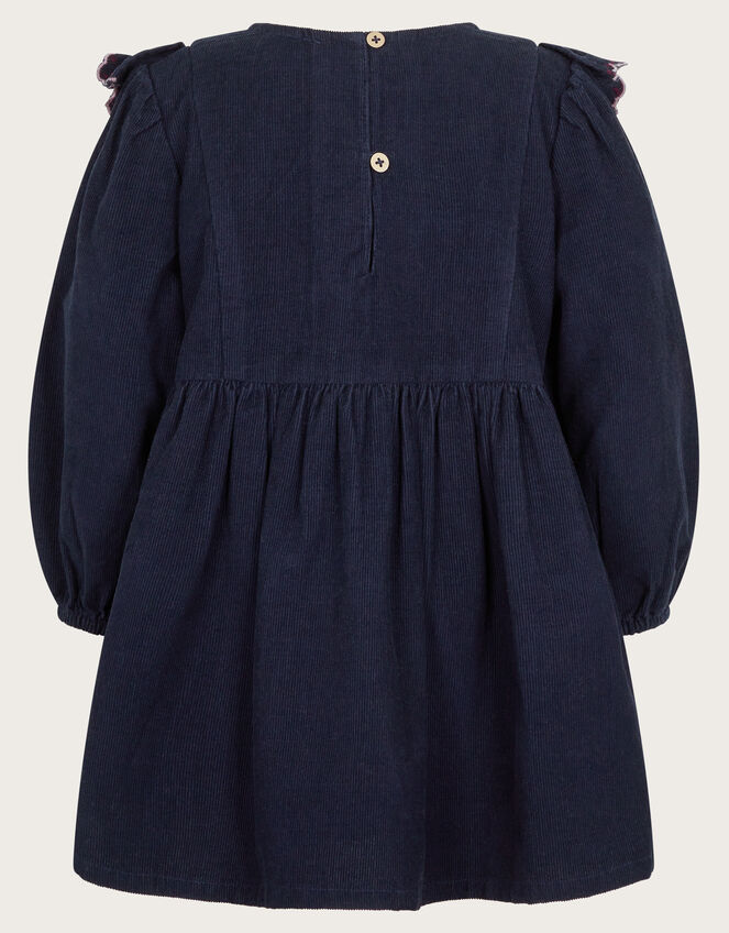 Baby Floral Embroidered Corduroy Dress, Blue (NAVY), large