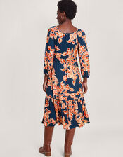 Fora Floral Midi Dress, Blue (NAVY), large