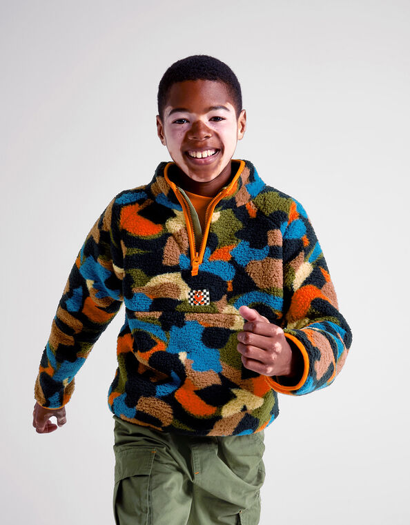 Boys Multicolour Abstract Smile Print Puffer Jacket