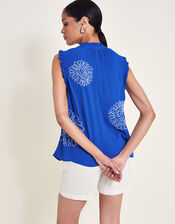 Meena Embroidered Top, Blue (COBALT), large