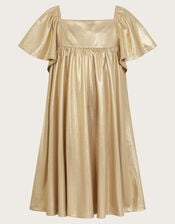 Metallic Angel Sleeve Dress, Gold (ROSE GOLD), large