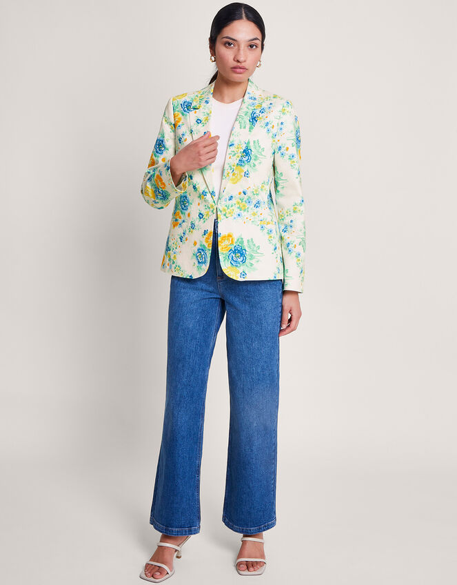 Zimira Floral Print Blazer, Ivory (IVORY), large