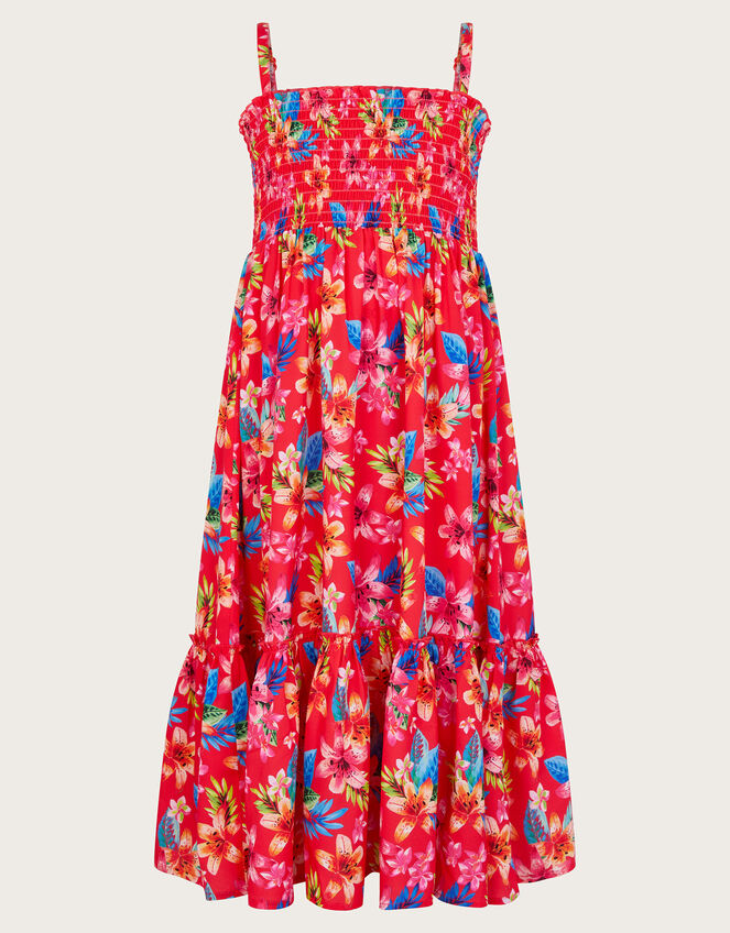 Kendal Tropical Floral Dress, Red (RED), large