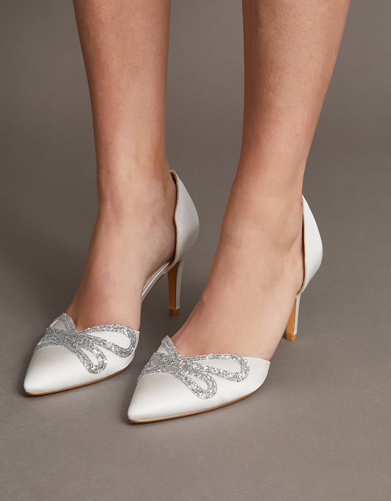 Ivory Satin Block Heel with Wrapped Ankle Tie | Bride heels, Bridal shoes, Bridal  heels