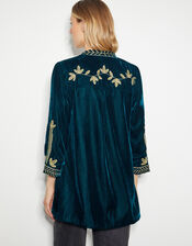 Fiona Embroidered Velvet Jacket, PEACOCK, large