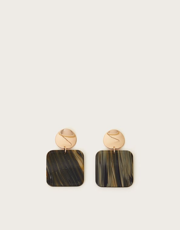 Square Marble Resin Earrings, , large