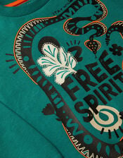 Free Spirit Graphic Sweatshirt, Teal (TEAL), large