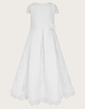 Lola Lace Communion Dress, White (WHITE), large